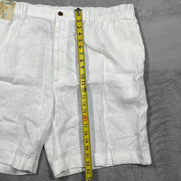 Caribbean Linen Drawstring Shorts Mens Size 50 White Elastic Waist Relaxed NWT - Picture 5 of 9
